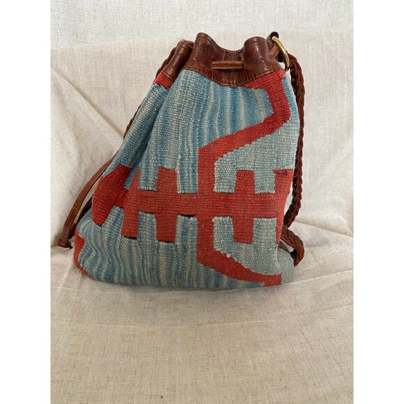 Western Embroidered Blue Red Shoulder Bag - Picture 5 of 11